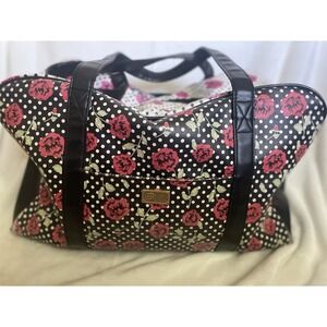 Luv Betsey Johnson Large Duffle Bag Roses polka dots  Weekender Tote